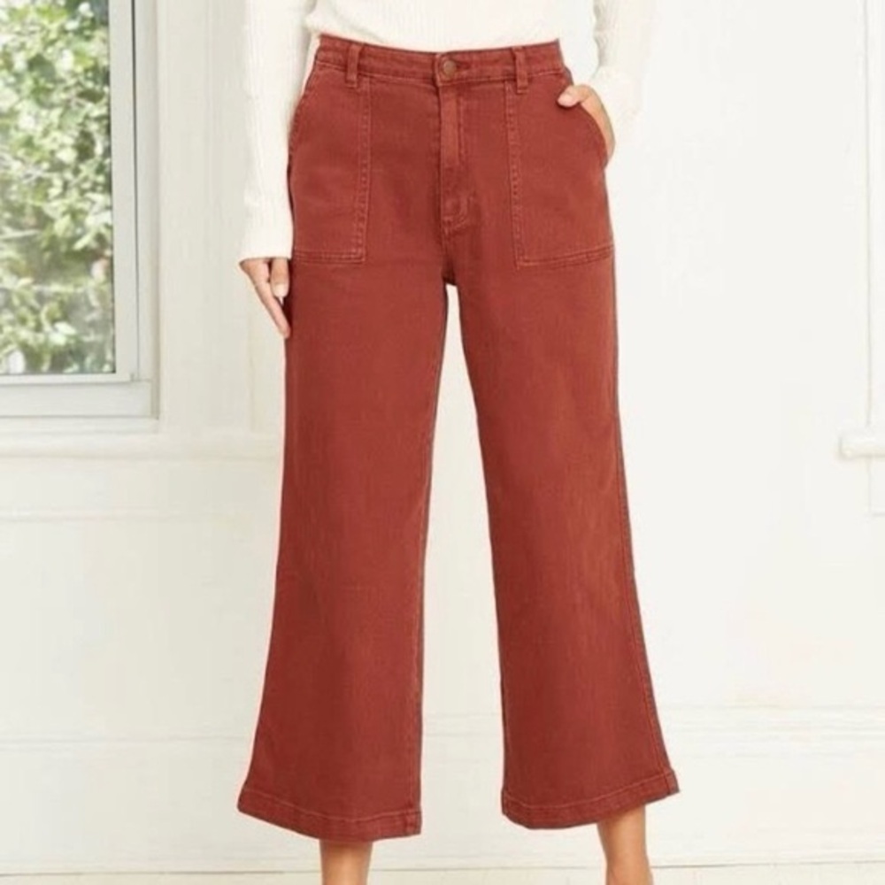 Universal Thread Wide-Leg Cropped Pants in Rust